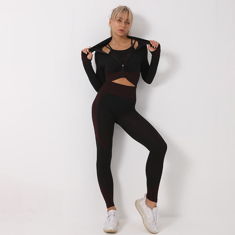 3PCS Yoga Set Seamless Sport Set Women Gym Clothing Leggings Women Crop Top Sports Bra Women Fitness Gym Set Womens Outfits Tracksuit - 3KDyn
